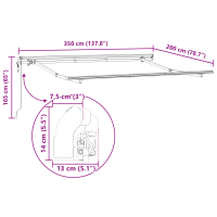 Produktbild för Utfällbar markis Blå 350 x 200 cm tyg