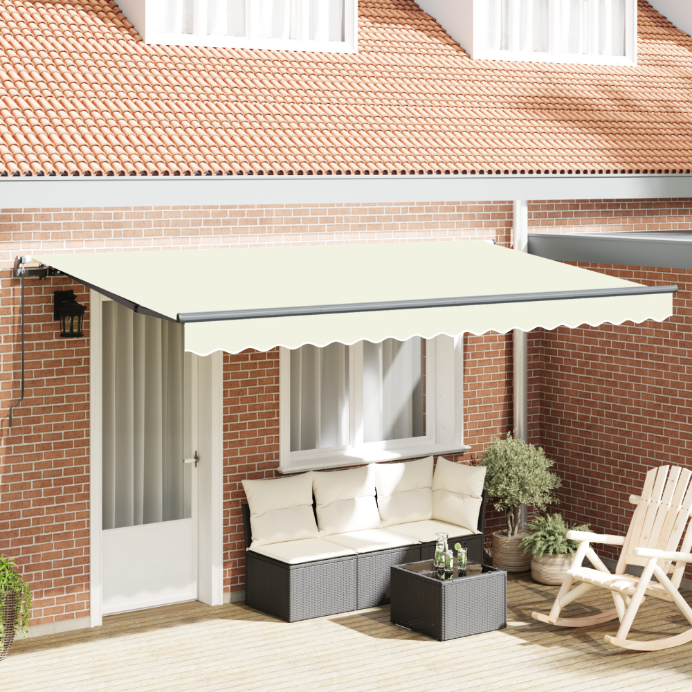 Produktbild för Utfällbar markis Kräm 350 x 200 cm tyg