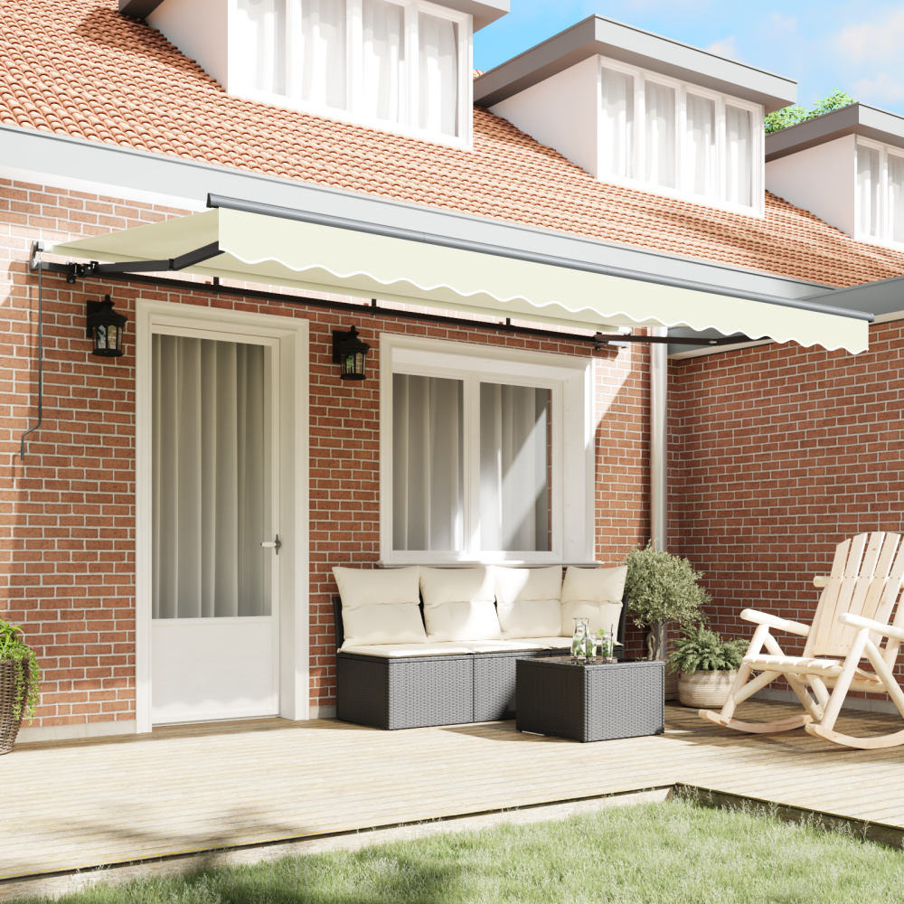 Produktbild för Utfällbar markis Kräm 350 x 200 cm tyg