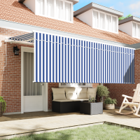 Produktbild för Utfällbar markis Randig Blå 350 x 200 cm tyg