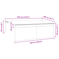 Produktbild för Utfällbar markis Randig Blå 350 x 200 cm tyg