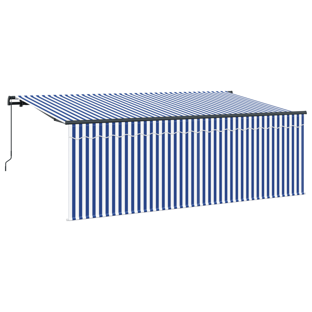 Produktbild för Utfällbar markis Randig Blå 350 x 200 cm tyg