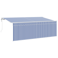 Produktbild för Utfällbar markis Randig Blå 350 x 200 cm tyg