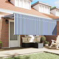 Produktbild för Utfällbar markis Blå och Vit 350 x 200 cm