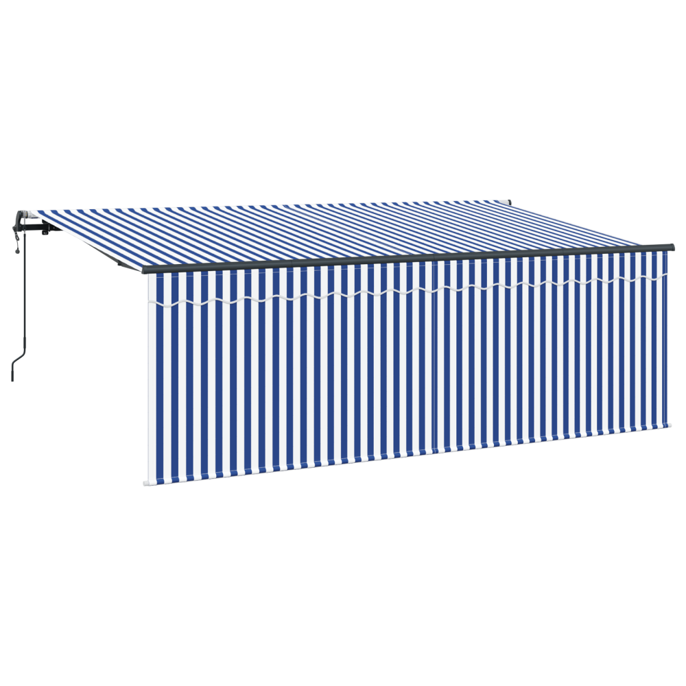 Produktbild för Utfällbar markis Blå och Vit 350 x 200 cm