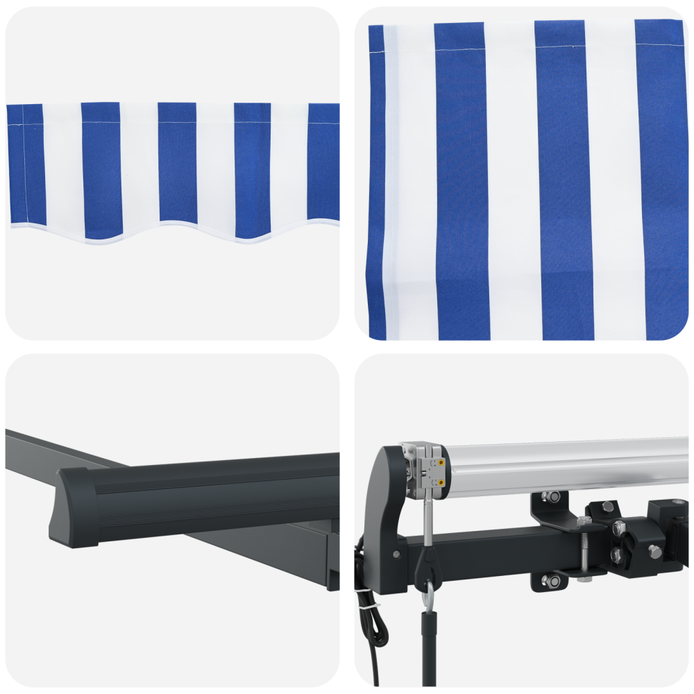 Produktbild för Utfällbar markis Blå och Vit 350 x 200 cm
