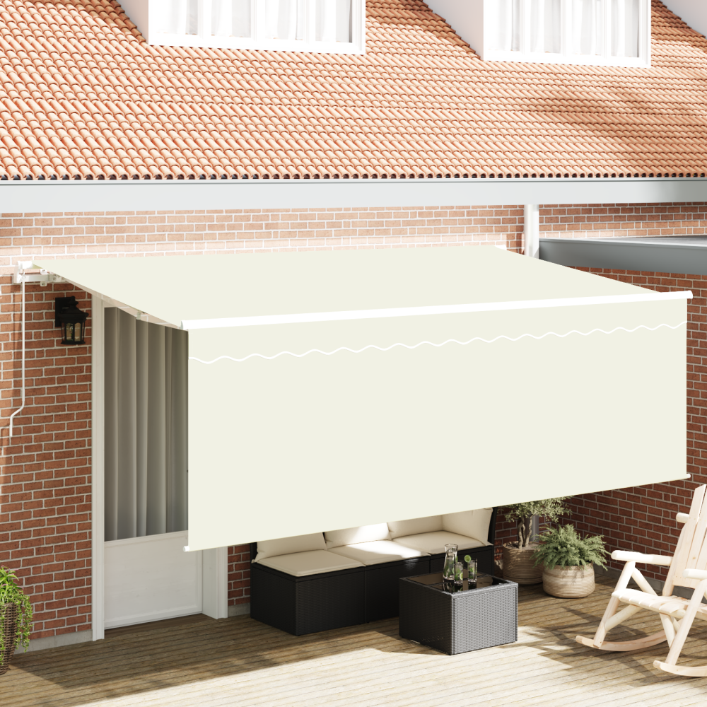 Produktbild för Utfällbar markis Kräm 350 x 200 cm Polyester och aluminium