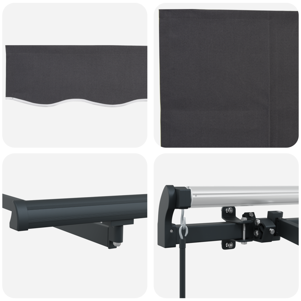 Produktbild för Utfällbar markis Antracit 350 x 200 cm Polyester och aluminium