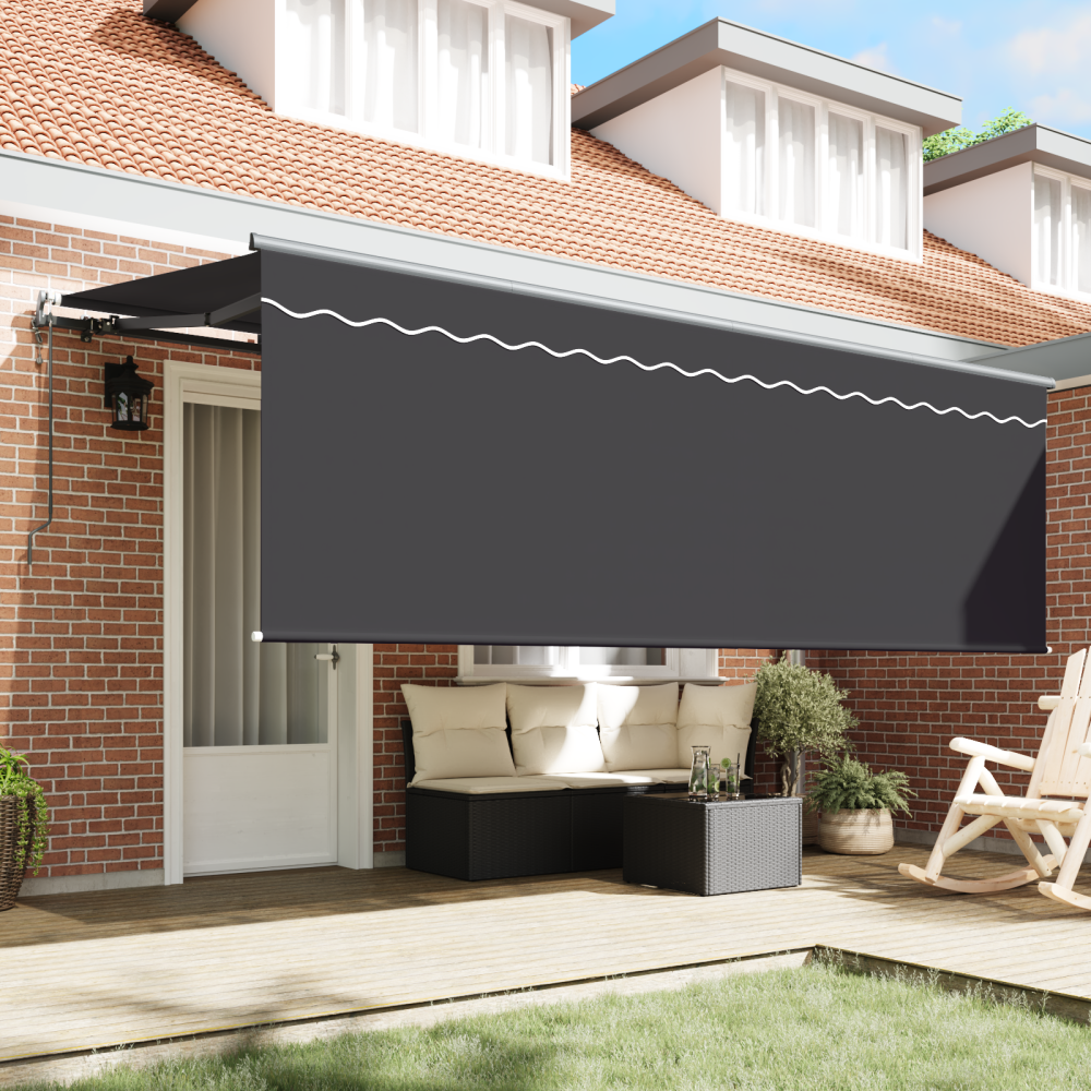 Produktbild för Utfällbar markis Antracit 350 x 200 cm Polyester och aluminium