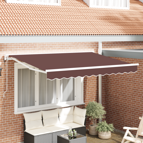vidaXL Markisram Brun 350 x 200 cm Polyester med PU-beläggning