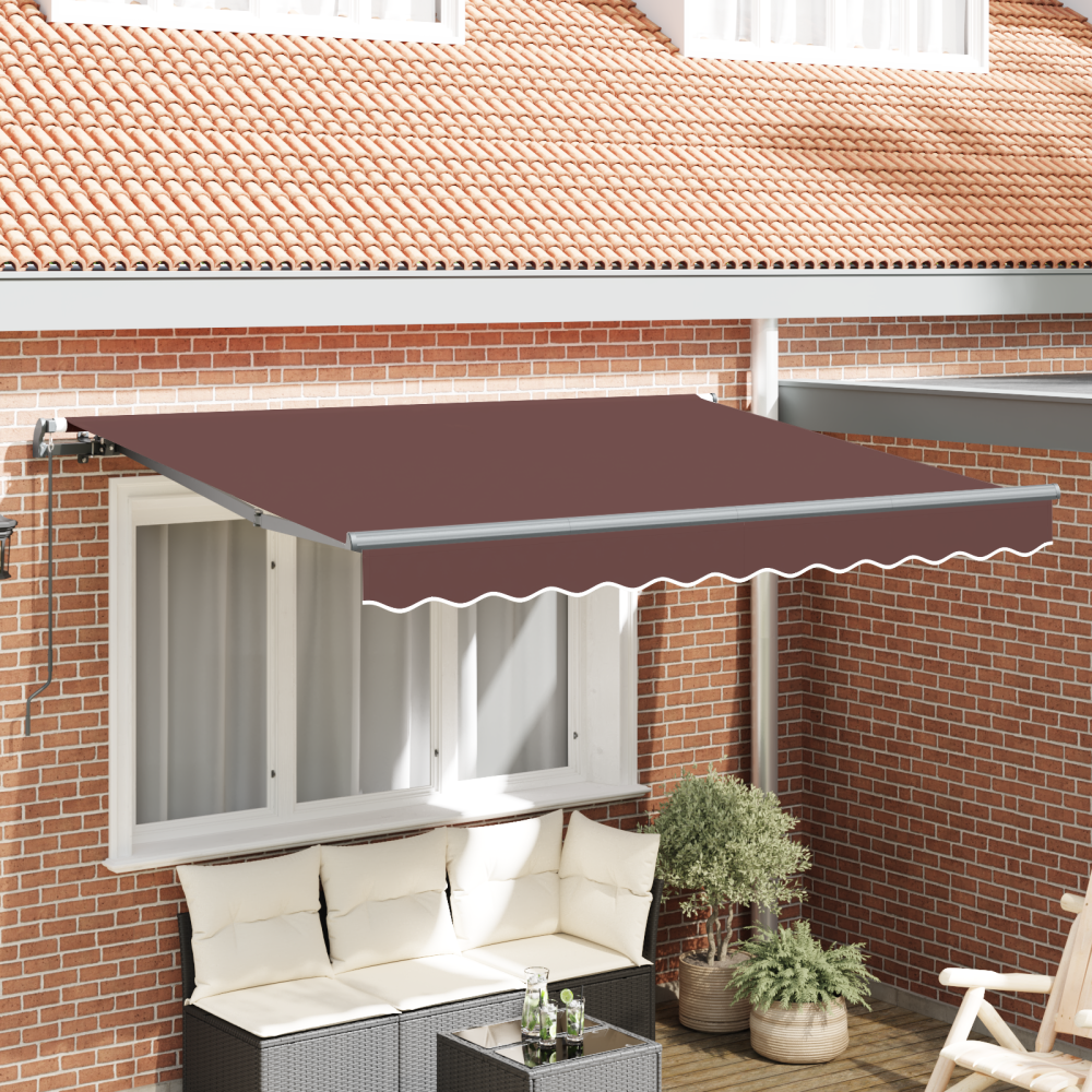 Produktbild för Utfällbar markis Brun 350 x 200 cm tyg