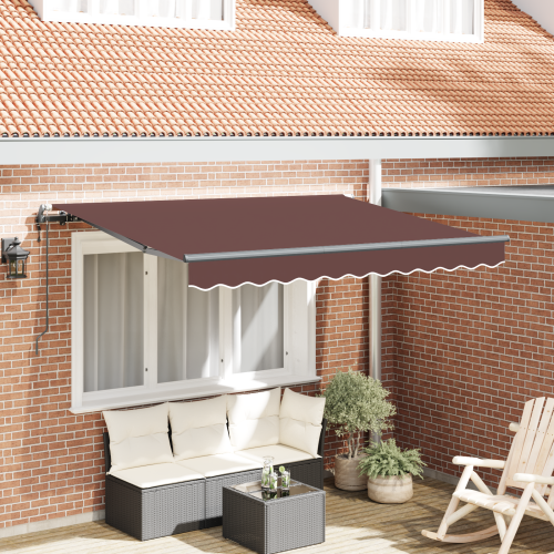 vidaXL Utfällbar markis Brun 350 x 200 cm tyg