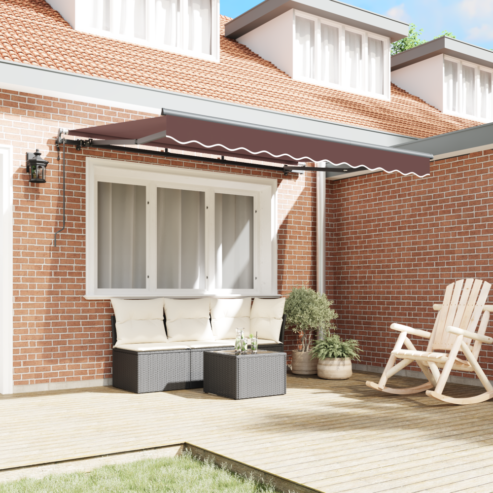 Produktbild för Utfällbar markis Brun 350 x 200 cm tyg