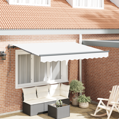 vidaXL Utfällbar markis Vit 350 x 200 cm tyg