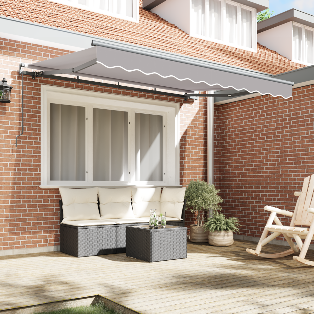 Produktbild för Utfällbar markis Ljusgrå 350 x 200 cm tyg