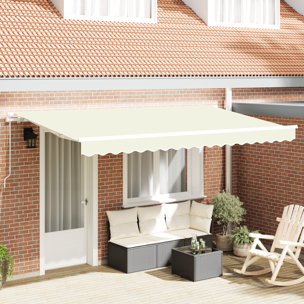 Produktbild för Utfällbar markis Kräm 400 x 200 cm tyg