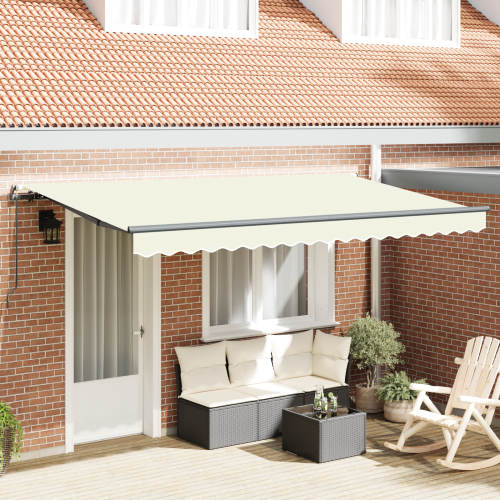 vidaXL Utfällbar markis Kräm 400 x 200 cm tyg