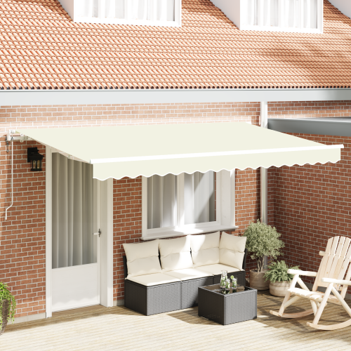 vidaXL Utfällbar markis Kräm 400 x 200 cm tyg