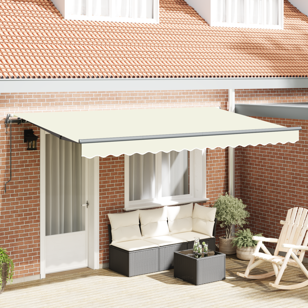 Produktbild för Utfällbar markis Kräm 400 x 200 cm tyg