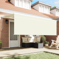 Produktbild för Utfällbar markis Kräm 400 x 200 cm Polyester och aluminium