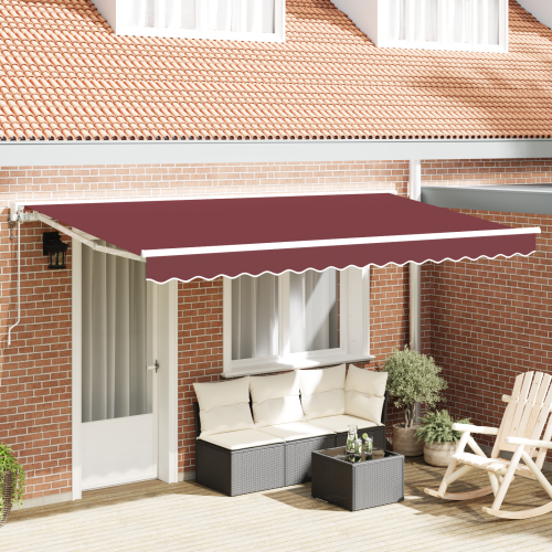 vidaXL Markisram Vinröd 400 x 200 cm Polyester med PU-beläggning