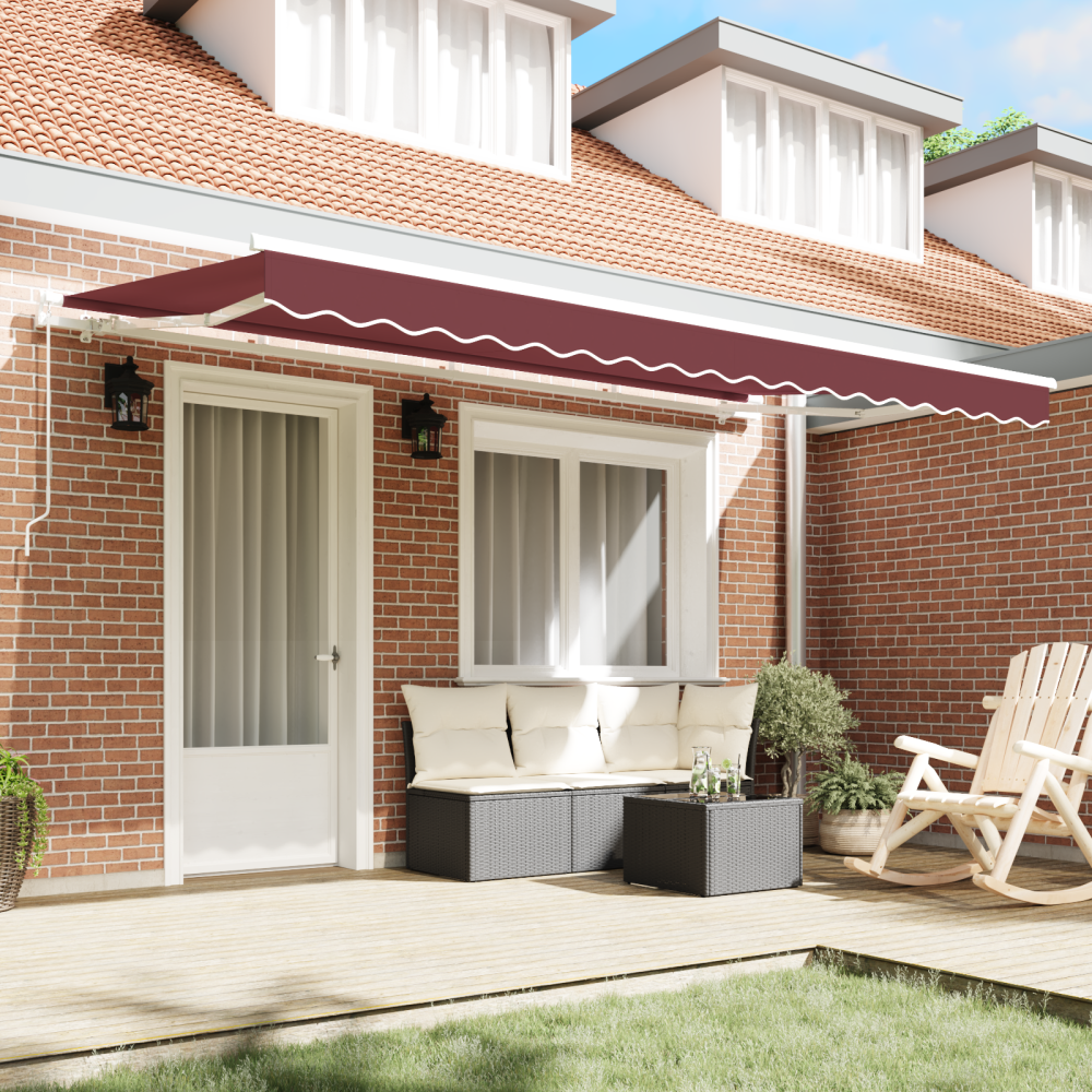 Produktbild för Utfällbar markis Vinröd 400 x 200 cm tyg