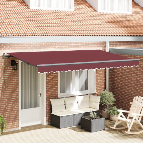 vidaXL Utfällbar markis Vinröd 400 x 200 cm tyg
