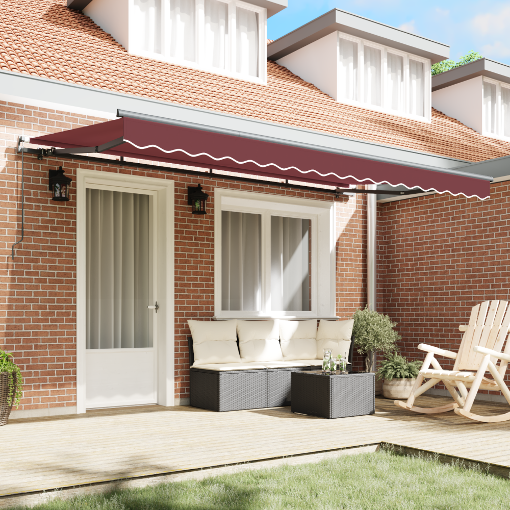 Produktbild för Utfällbar markis Vinröd 400 x 200 cm tyg