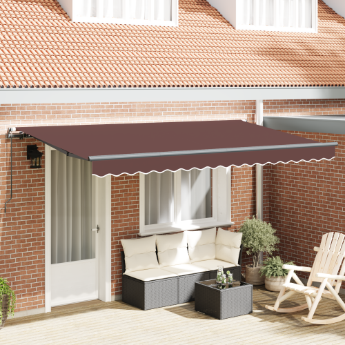 vidaXL Utfällbar markis Brun 400 x 200 cm tyg