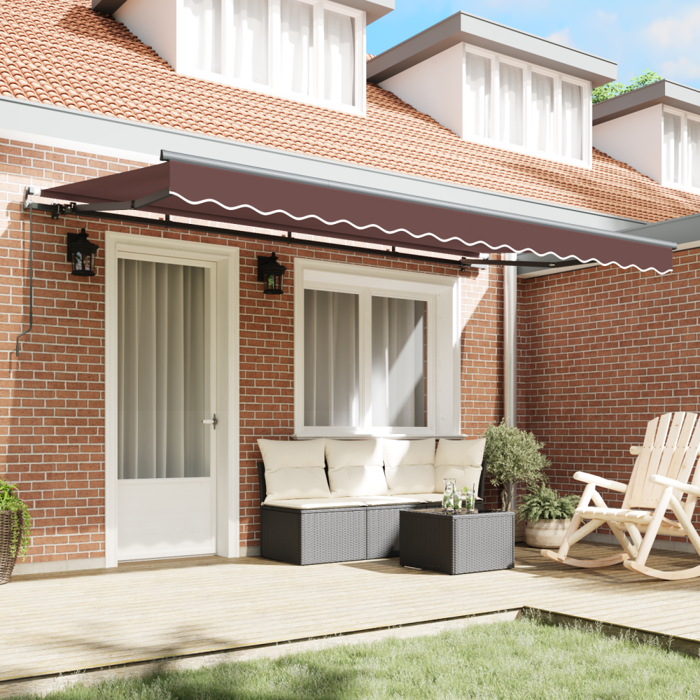 Produktbild för Utfällbar markis Brun 400 x 200 cm tyg