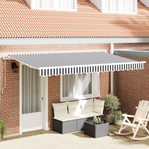 vidaXL Utfällbar markis Antracit 400 x 200 cm tyg