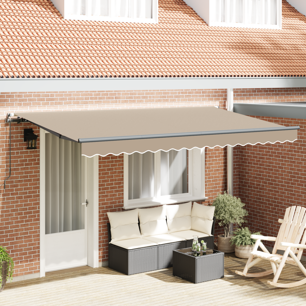 Produktbild för Utfällbar markis Beige 400 x 200 cm tyg