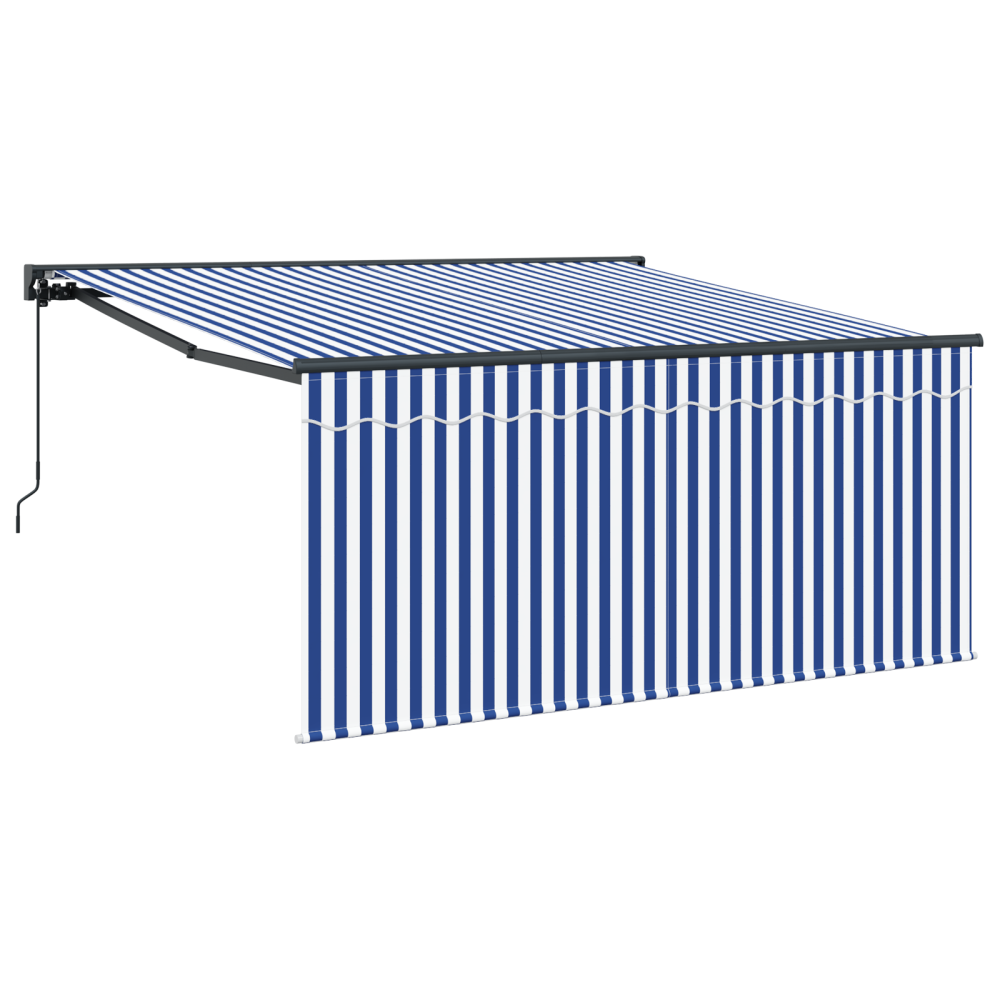 Produktbild för Utfällbar markis Blå och Vit 300 x 250 cm