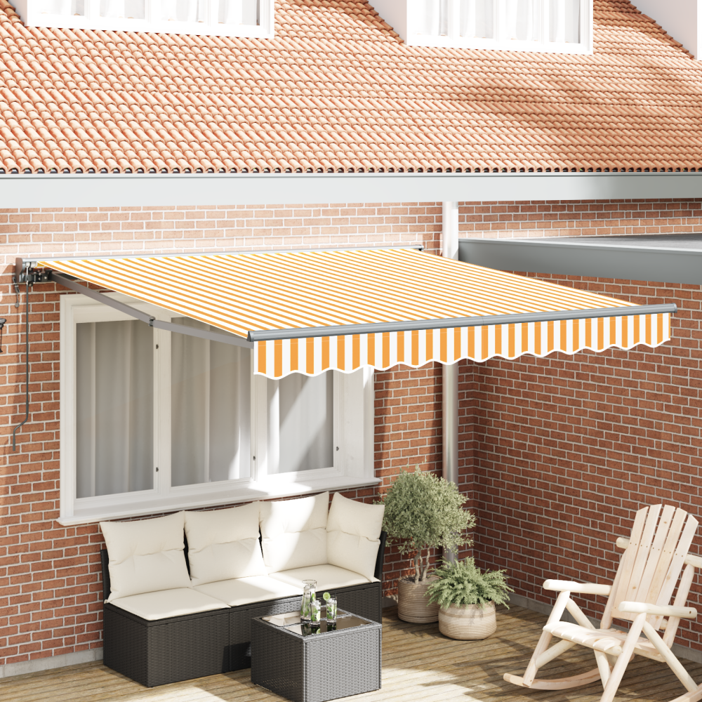 Produktbild för Markisram Gul och Vit 300 x 250 cm Polyester med PU-beläggning