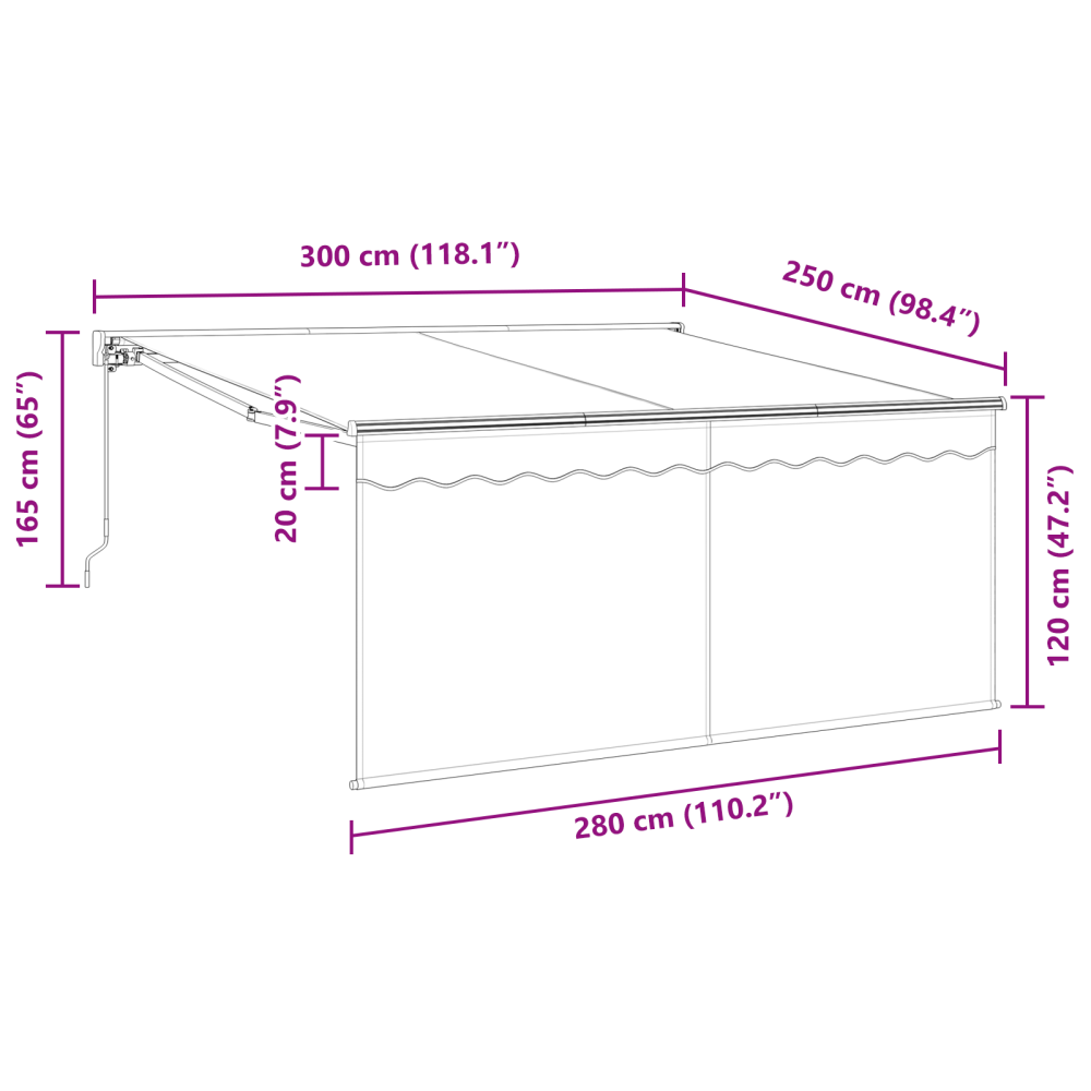 Produktbild för Utfällbar markis Antracit 300 x 250 cm Polyester och aluminium