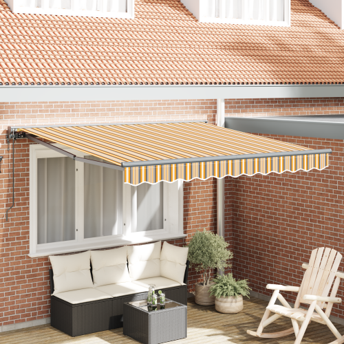 vidaXL Markisram Gul och Grå 300 x 250 cm Polyester med PU-beläggning
