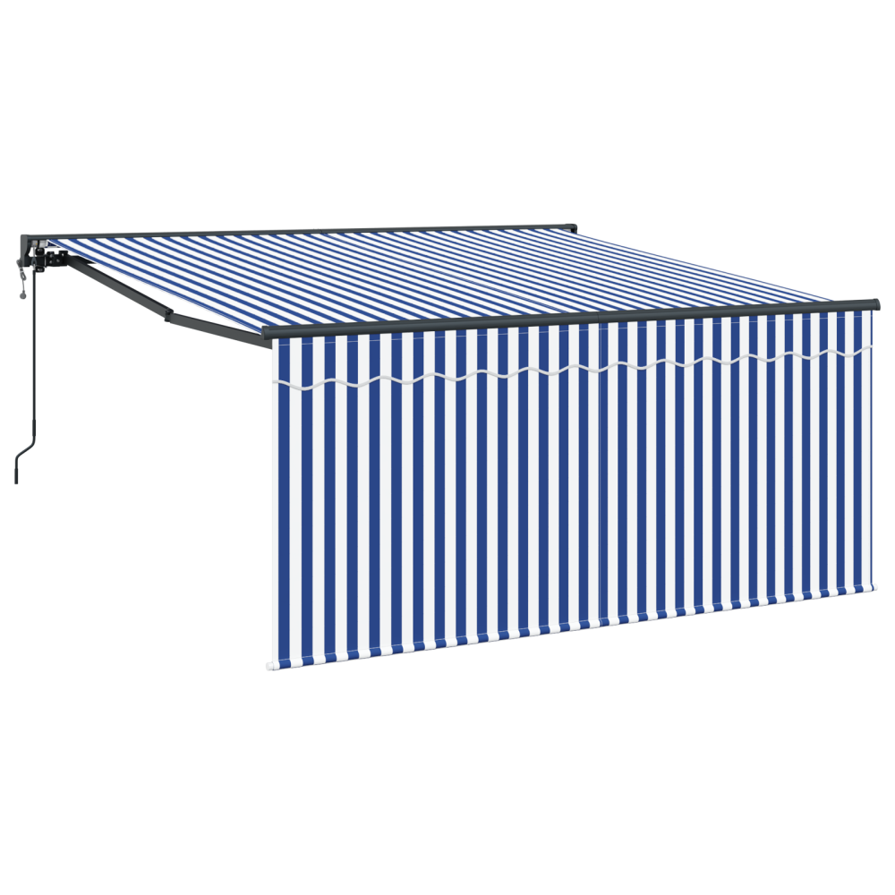 Produktbild för Utfällbar markis Blå och Vit 350 x 250 cm