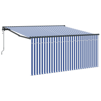Produktbild för Utfällbar markis Blå och Vit 350 x 250 cm