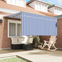 Produktbild för Utfällbar markis Blå och Vit 350 x 250 cm