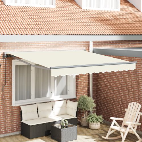 vidaXL Markisram Kräm 350 x 250 cm Polyester med PU-beläggning