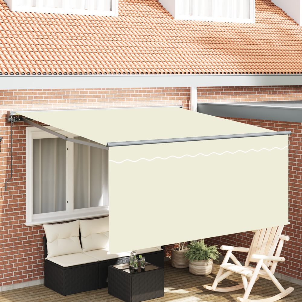 Produktbild för Utfällbar markis Kräm 350 x 250 cm Polyester och aluminium