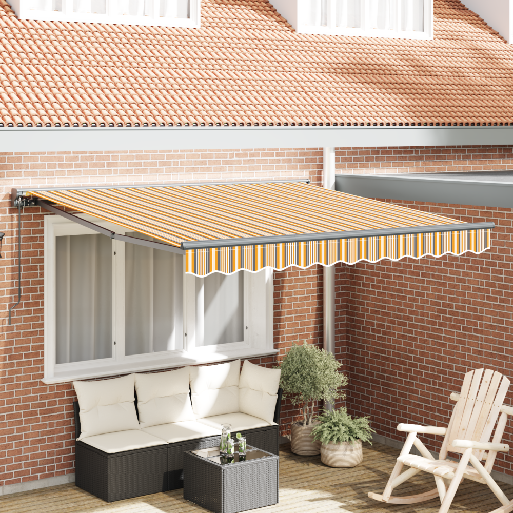 Produktbild för Markisram Gul och Grå 350 x 250 cm Polyester med PU-beläggning