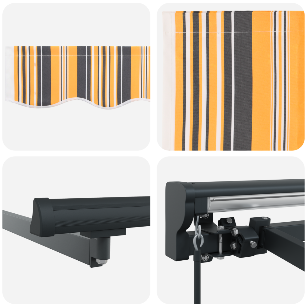 Produktbild för Markisram Gul och Grå 350 x 250 cm Polyester med PU-beläggning