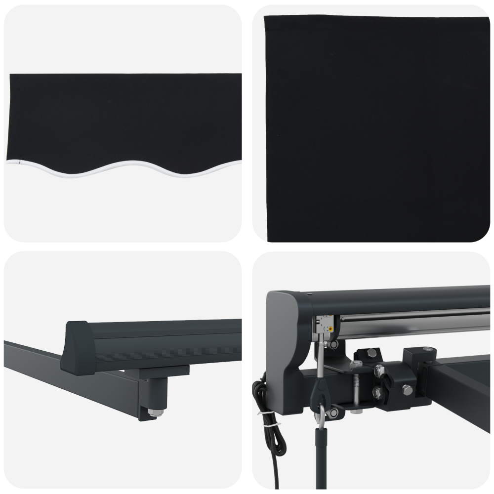 Produktbild för Markisram Svart 350 x 250 cm Polyester med PU-beläggning