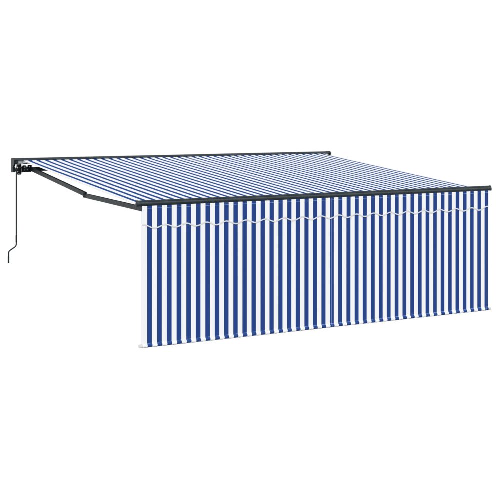 Produktbild för Utfällbar markis Blå och Vit 400 × 300 cm