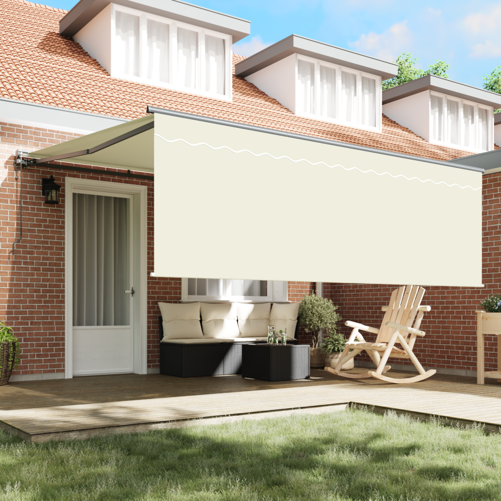 Produktbild för Utfällbar markis Kräm 400 × 300 cm Polyester och aluminium