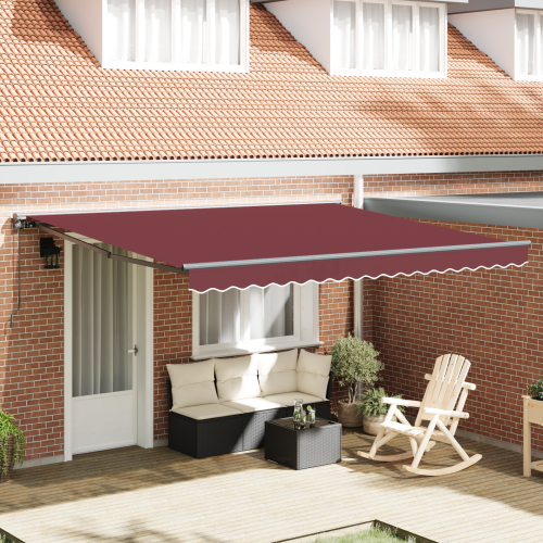 vidaXL Markisram Vinröd 400 × 300 cm Polyester med PU-beläggning
