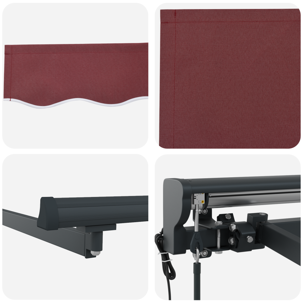 Produktbild för Markisram Vinröd 400 × 300 cm Polyester med PU-beläggning