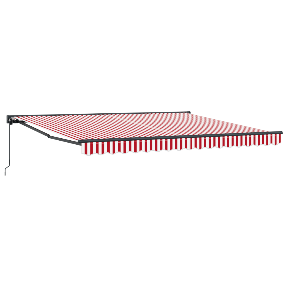 Produktbild för Markisram Röd och Vit 400 × 300 cm Polyester med PU-beläggning