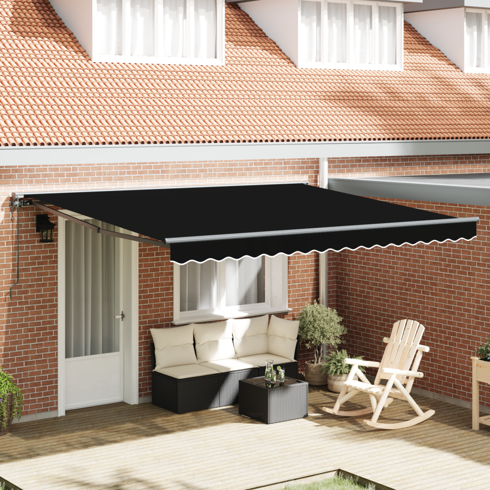 Produktbild för Markisram Svart 400 × 300 cm Polyester med PU-beläggning